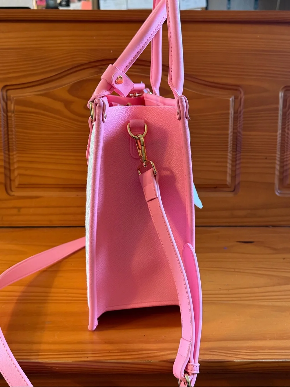 Betsey Johnson XOLALA Pink/Ivory Quilted Satchel / Crossbody 🆕